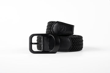 Happy Golf Braided Golf Belt - Black with Black Leather Tail